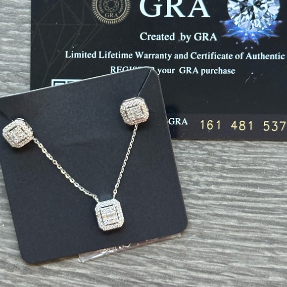 925 Silver and Moissanite Necklace and Earring Set - Picture 2 of 7